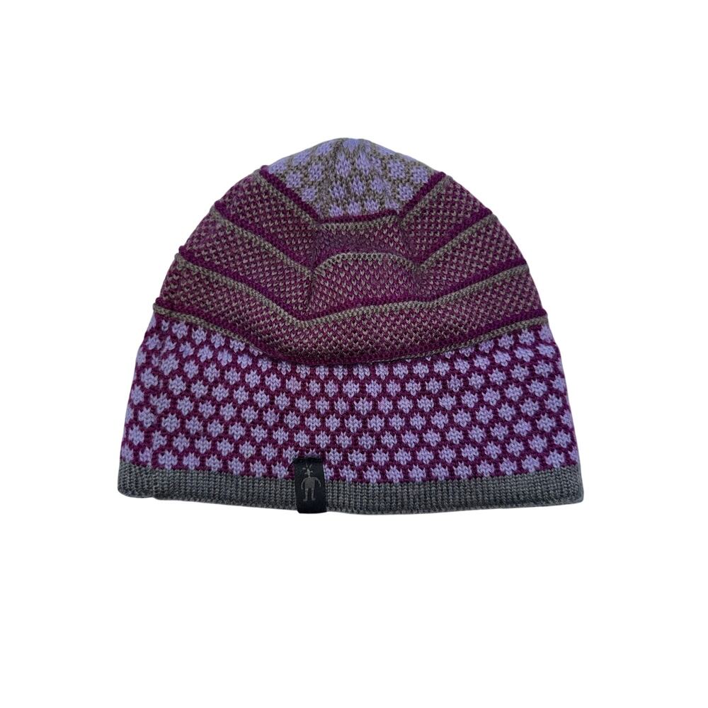 Smartwool Merino Wool Beanie Hat Made in Canada Purple Gray Fair Isle Winter
